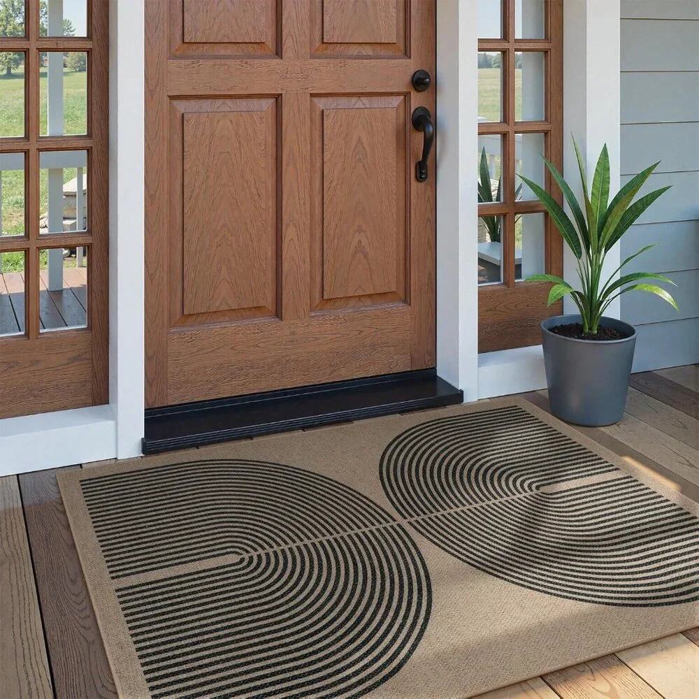 New Modern Rainbow Easy Jute Rug, 3x5 Washable Rugs for Entryway Farmhouse Black